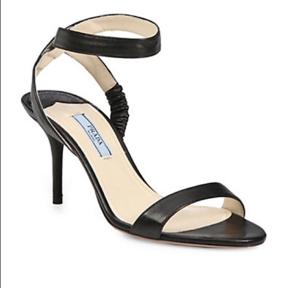 Prada Ankle Strap Sandals in black leather size 37